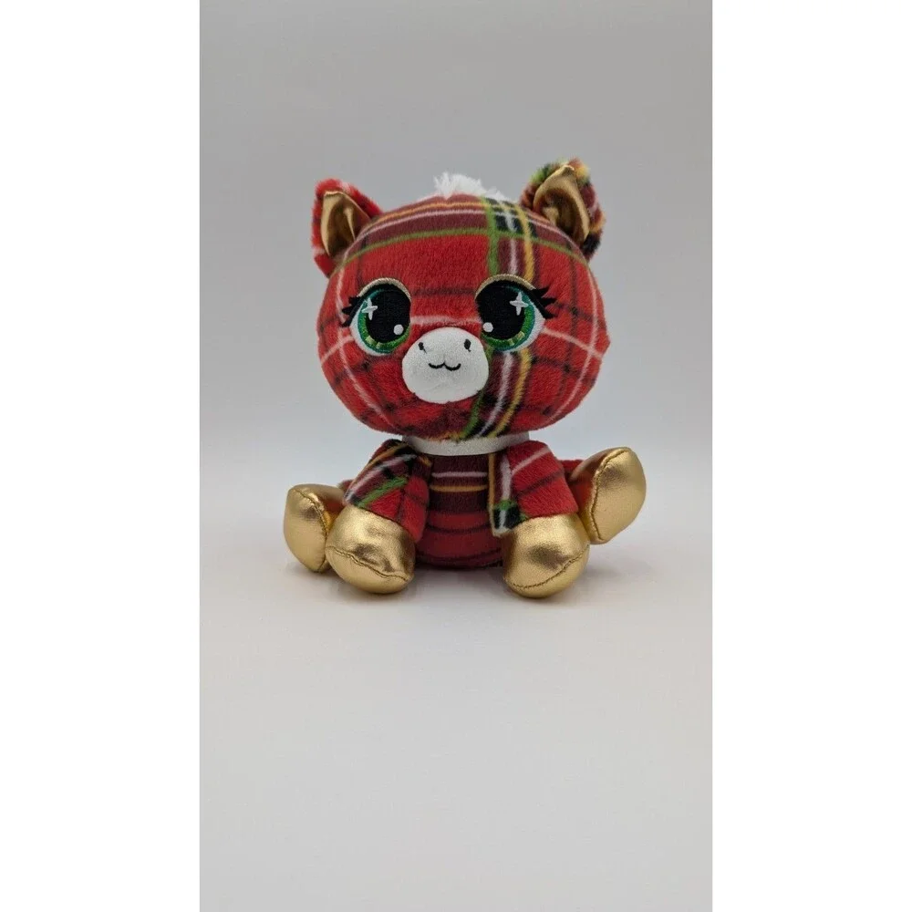 Gund P.Lushes Pets Tara McNeigh Plaid Plush Horse Stuffed Animal Toy Red Gold